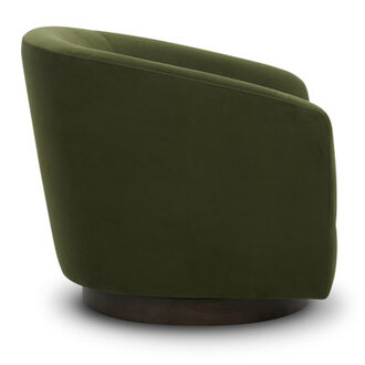 Bennett Upholstered Swivel Barrel Chair Fabric: Bella Forest Performance Velvet