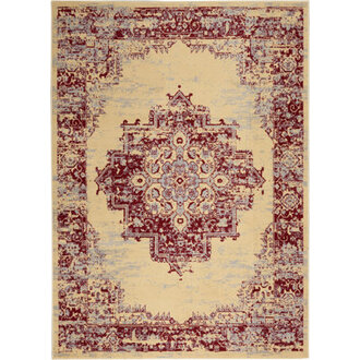 Burnie Oriental Cream/Red Area Rug Rug Size: Rectangle 5'3" x 7'3"