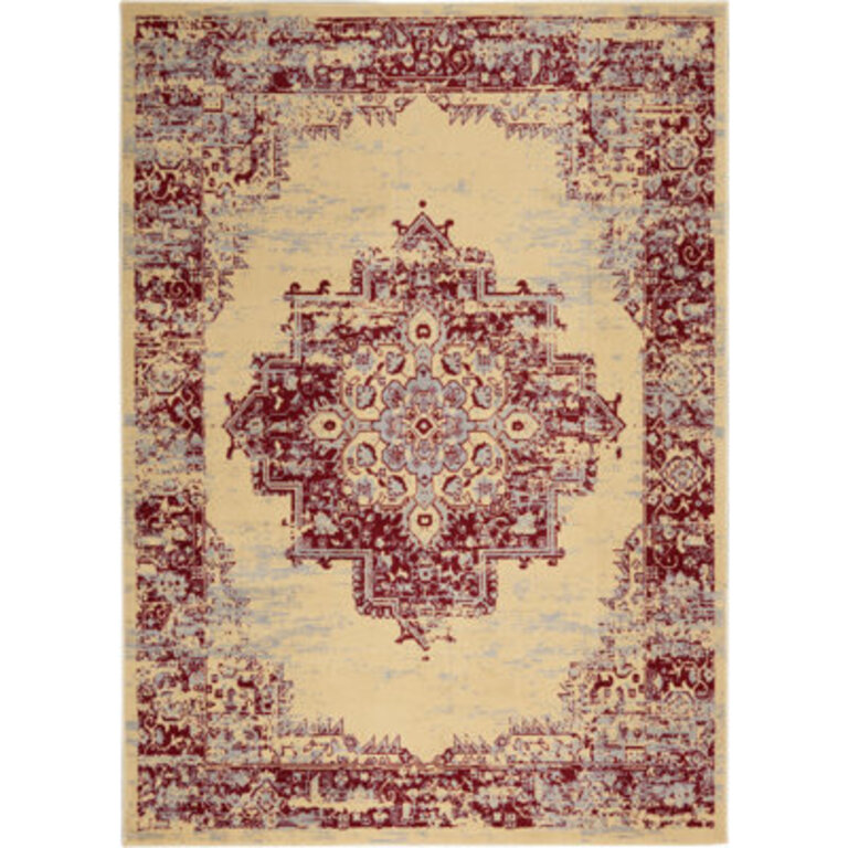 Burnie Oriental Cream/Red Area Rug Rug Size: Rectangle 5'3" x 7'3"