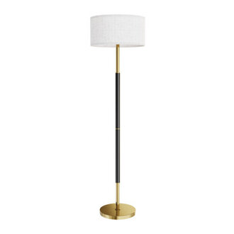 Agripina 63 Traditional Floor Lamp with Remote Control and Bulb Included Base Finish: Gold/Matte Black, Shade Color: Beige