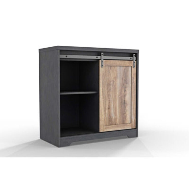 31 Inch Farmhouse Barn Door Bar Cabinet For Living Room