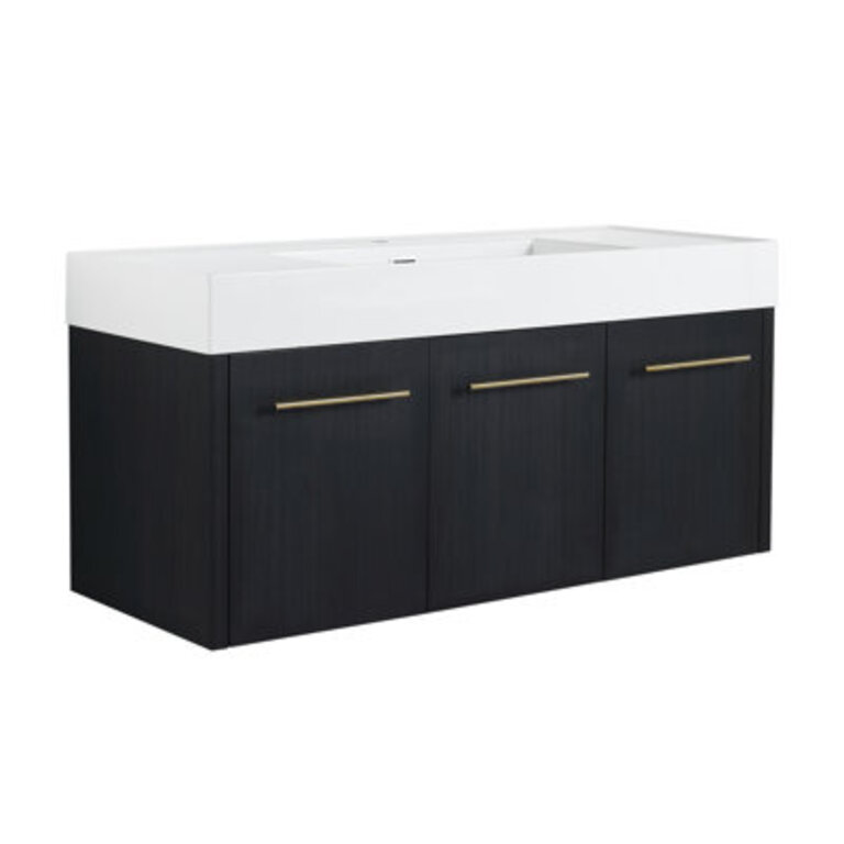 48 Inch Wall-Mounted Bathroom Vanity with Sink, Thick Edged Resin Basin