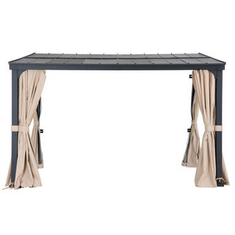 Sunjoy 10ft. x 12ft. Metal Roof Aluminum & Metal Frame with Curtain and Netting