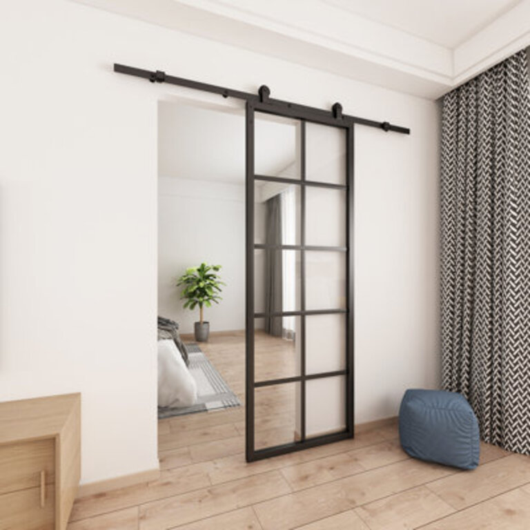Glass Modern Barn Door Size: 30" x 84"