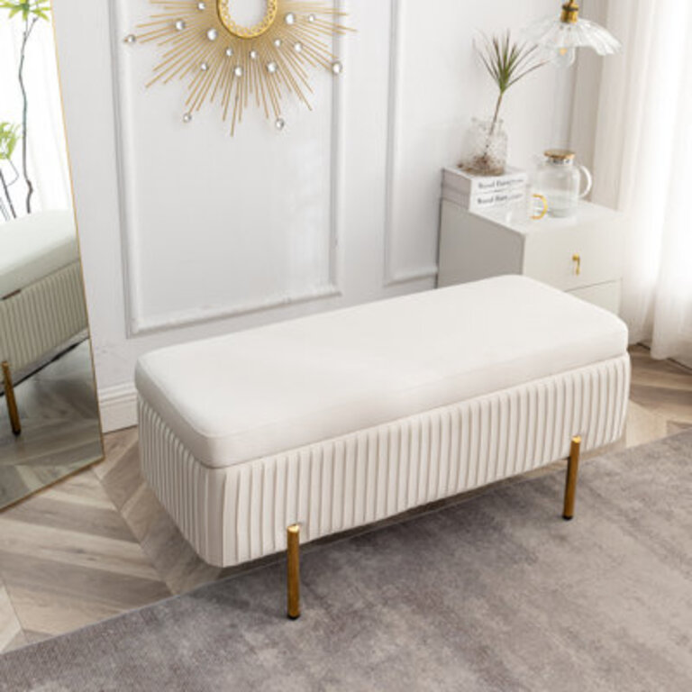Miajah Velvet Upholstered Flip Top Storage Bench