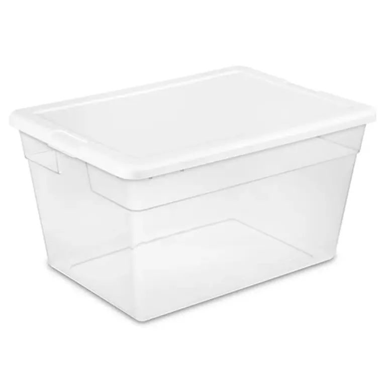 Sterilite Storage Box Stackable Bin with Lid Plastic Container to Organize Shoes and Crafts on Closet Shelves