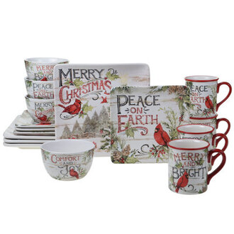 Certified International Evergreen Christmas 16Pc Dinnerware Set