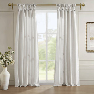 Ariyah Rivau Faux Silk Lined Twist Tab Single Window Curtain Panel with Privacy Lining Room Darkening