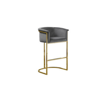 Maheer 24 Counter Stool in Velvet Upholstery and Chrome Base Single Chair