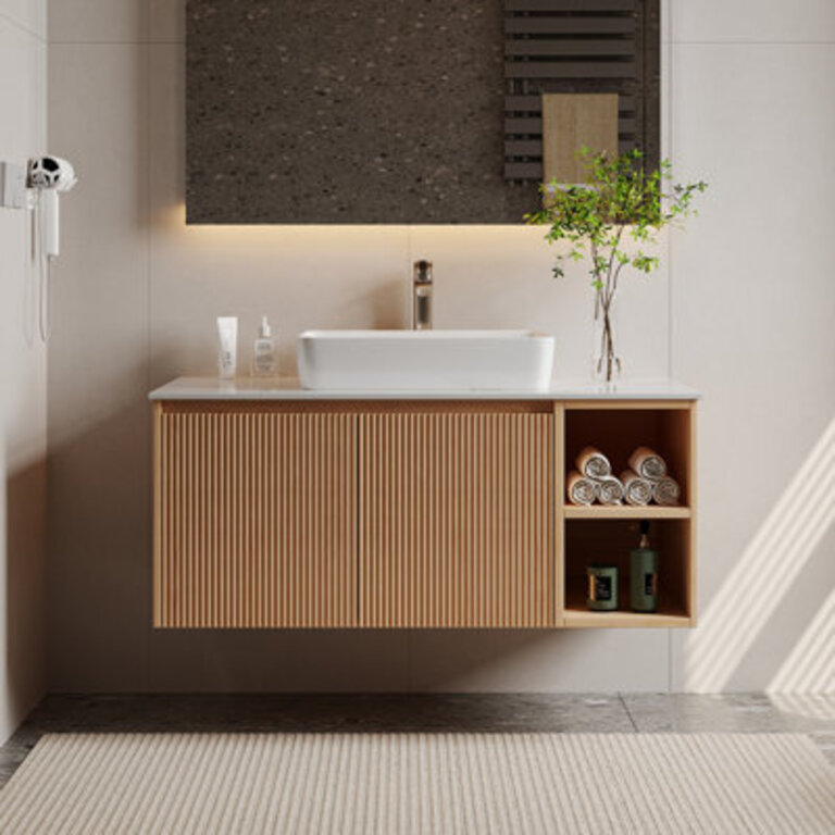 Dexheart Single Bathroom Vanity with Cultured Marble Top
