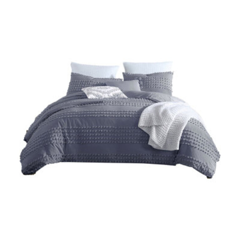 Marilla 100% Cotton Clip Jacquard Pom Pom Texture 5-Piece Comforter Set