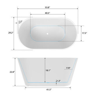 54 x 29 Freestanding Soaking Acrylic Bathtub