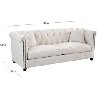 Josephine 88" Rolled Arm Chesterfield Sofa