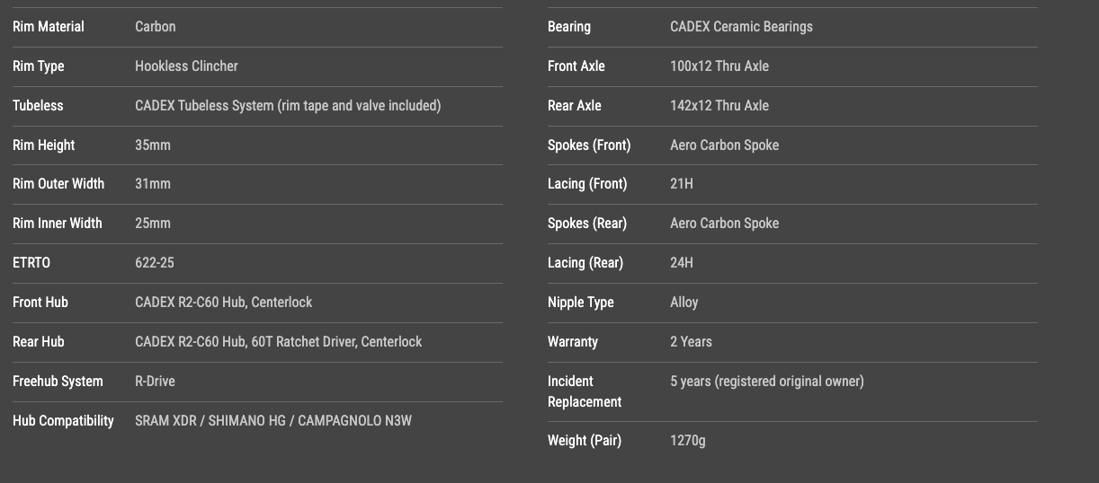 Cadex 35 AR Disc, Thru-axle