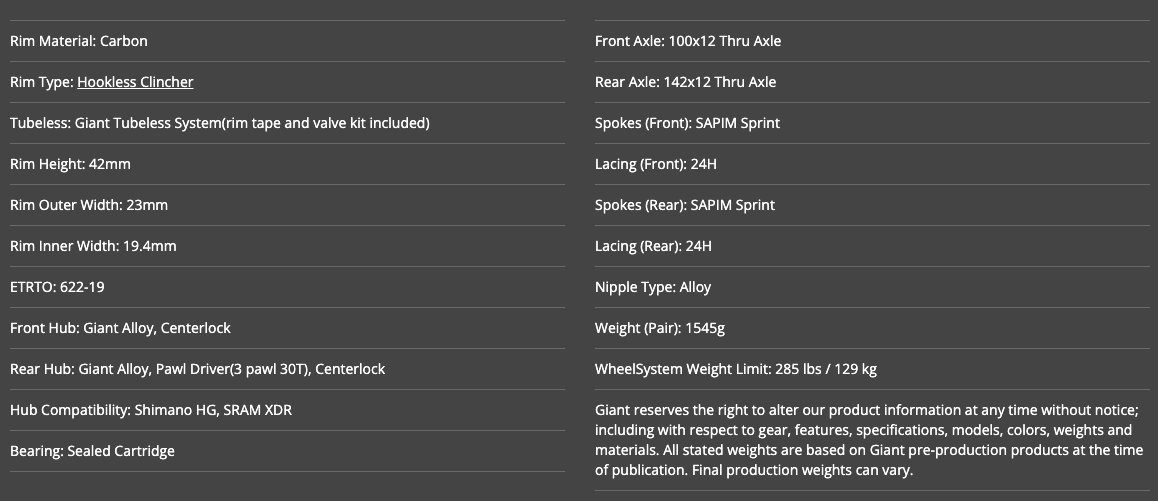 Giant SLR 2 42, Disc, Tubeless
