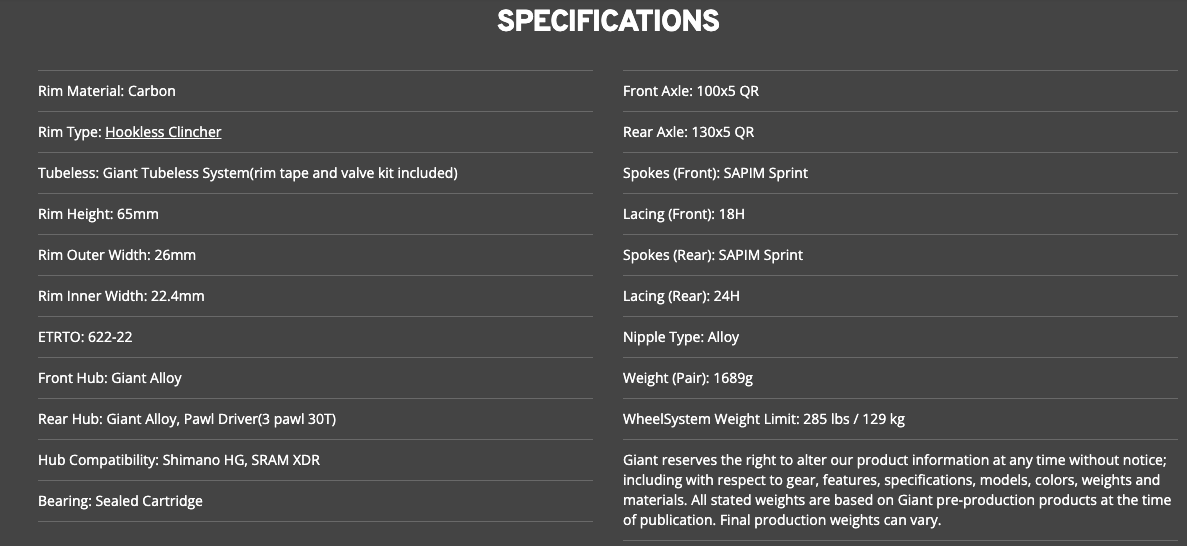 Giant SLR 2 65, Disc, Tubeless