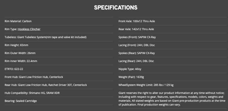 Giant SLR 1 65, Disc, Tubeless
