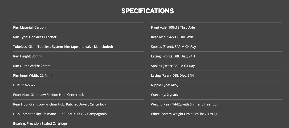 Giant SLR 1 36, Disc, Tubeless