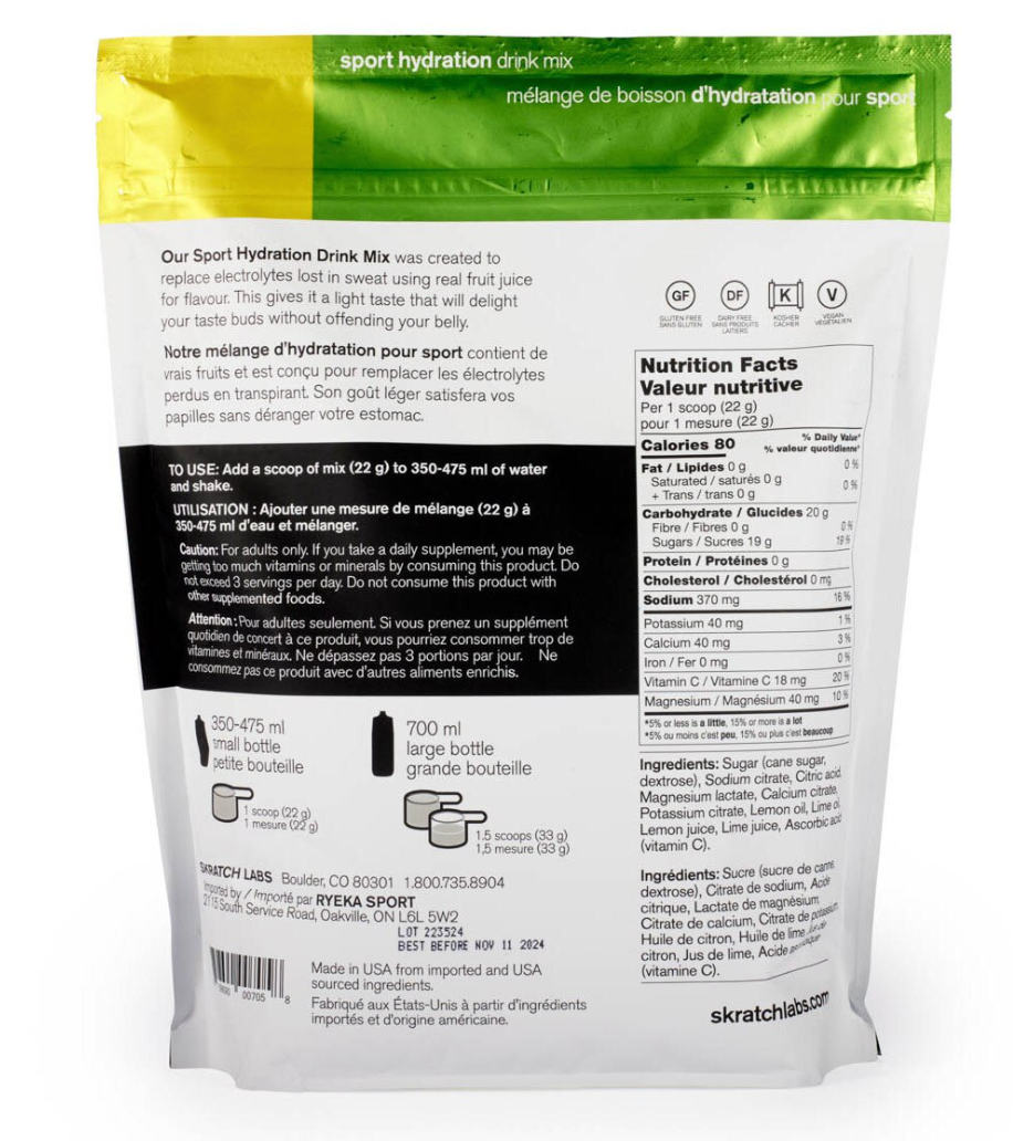 Mélange de boisson d’hydratation pour sports : Citron et lime