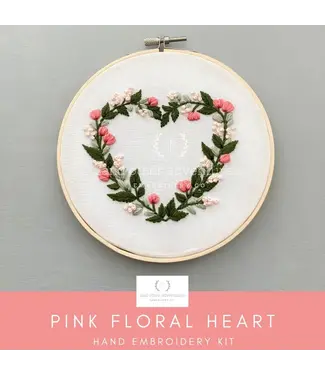 Embroidery Kit- Pink Floral Heart