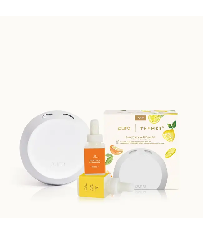Thymes Mandarin Coriander and Lemon Leaf Pura Diffuser Kit