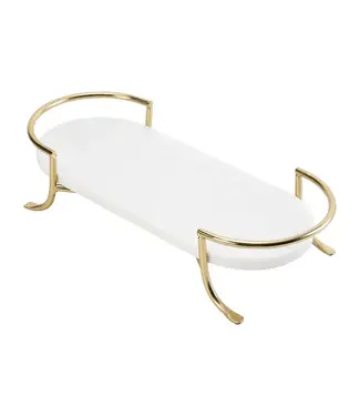 Oval Marble Tray w Gold Stand