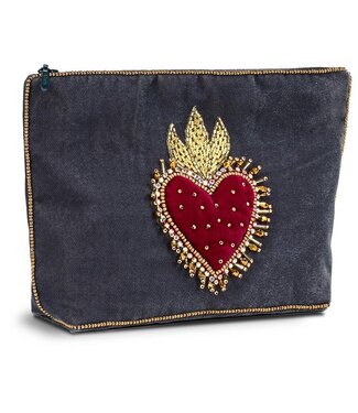 Lg Velvet Pouch w/3D Heart