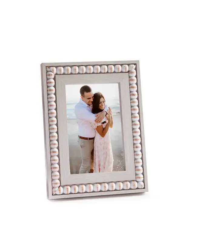 White Beaded Photo Frame 4x6