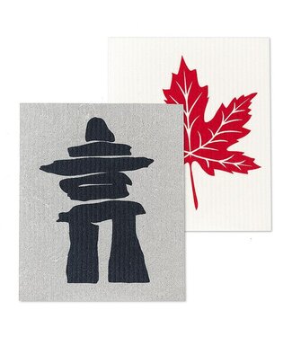 Inukshuk & Maple Leaf- Swedish Dishcloth