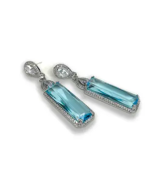 Earring Blue Rectangle