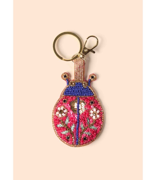 Powder Beaded Keyring -LadyBug