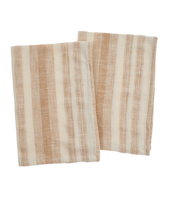 Indaba Cabana Stripe Tea Towels S/2 Terracotta