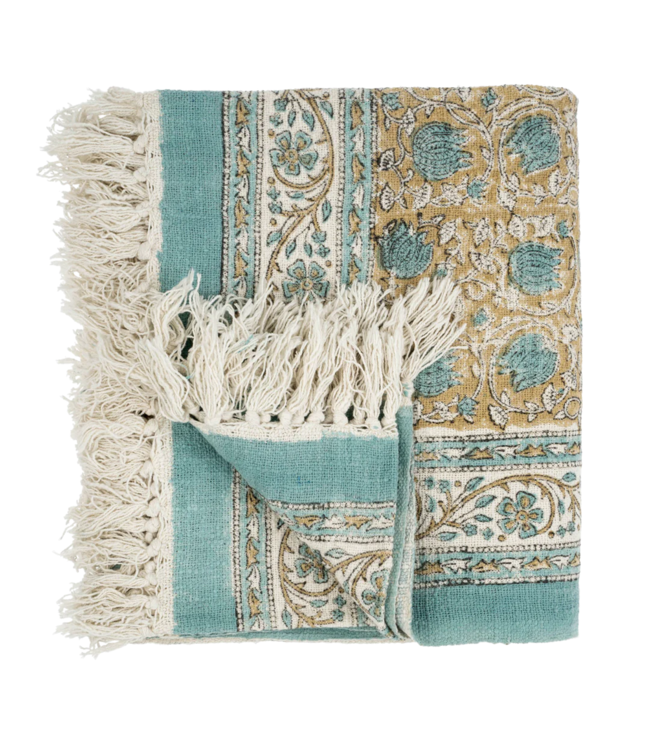 Indaba Cozumel Block Print Slub Tablecloth