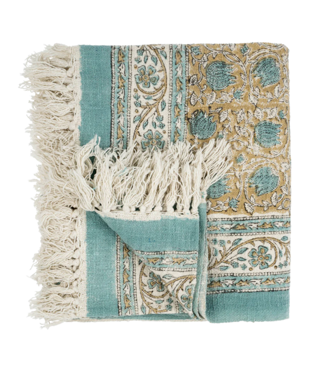 Indaba Cozumel Block Print Slub Tablecloth