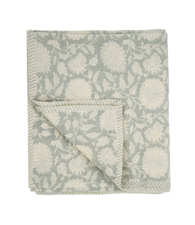 Indaba Maeve Block Print Tablecloth Mist