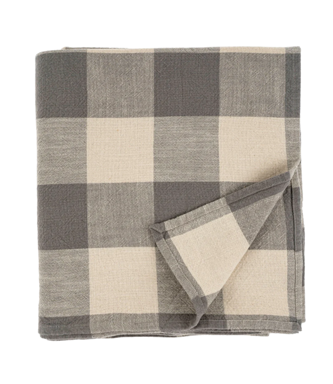 Indaba Salinas Gingham Tablecloth Grey