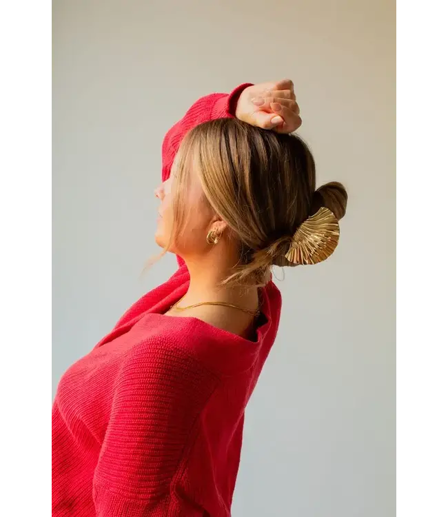 Shell shaped metal hair claw clip - Gold, large