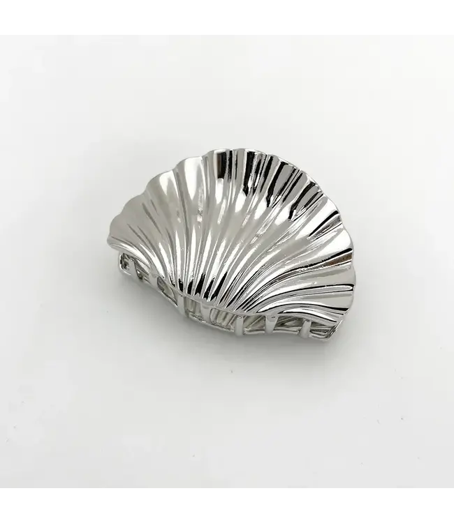Shell shaped metal claw clip- Silver, medium