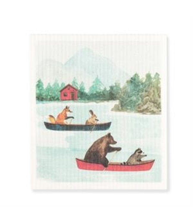 Animals In Canoe Dishcloth