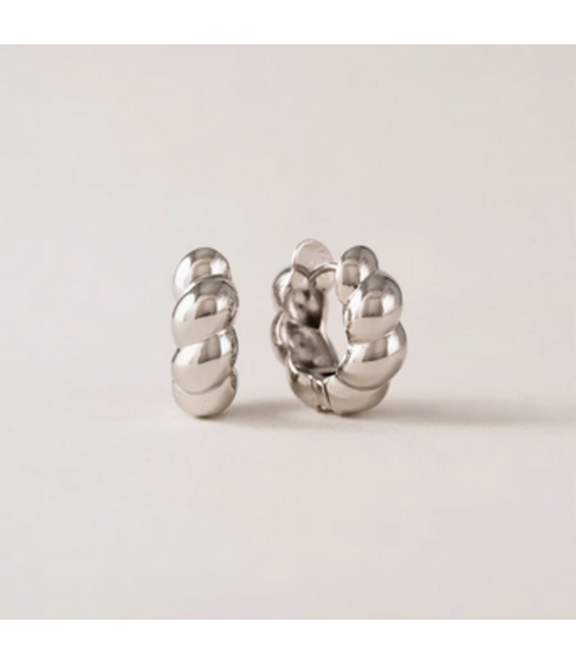 Lover's Tempo Croissant Puff Drop Hoop - Silver
