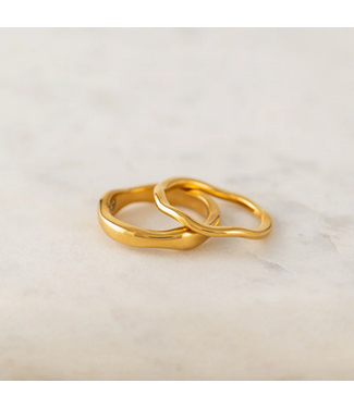 Lover's Tempo Coral Ring Set - Gold - size 6