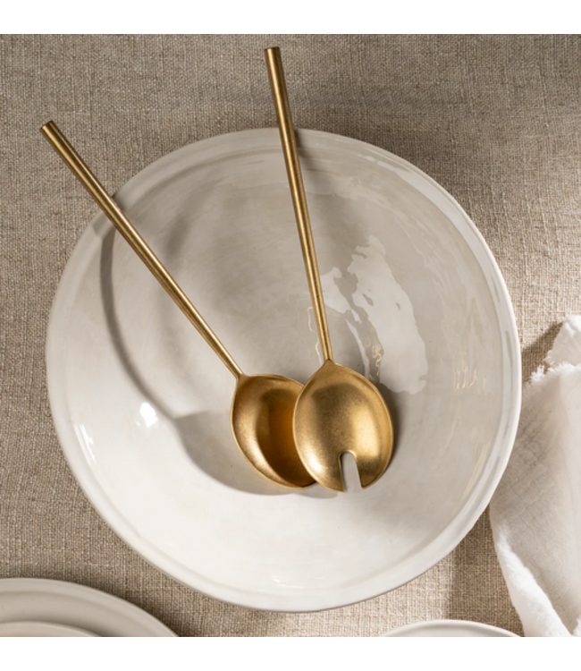Indaba Tide Salad servers S/2 Tumbled Gold