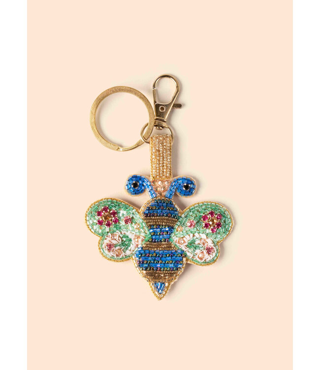 Powder Beaded Keyring -Blinged Bee