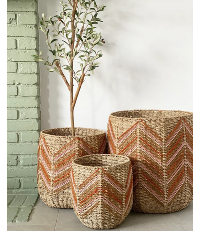 32L Decorative Hand Woven Seagrass/Metal