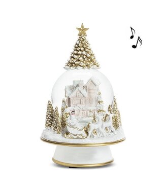 Large Village Pedestal Snow Globe w/Music