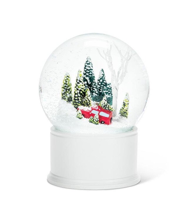 Car w/Tree in Forest Snow Globe