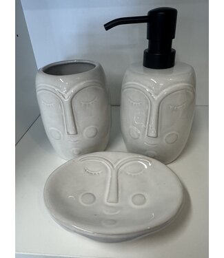 SET3 Stoneware Face Bathroom Set