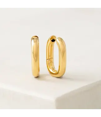 Midi Paperclip Puff Hoop Earring- Gold