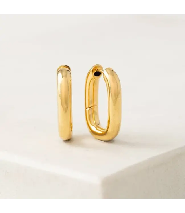 Midi Paperclip Puff Hoop Earring- Gold