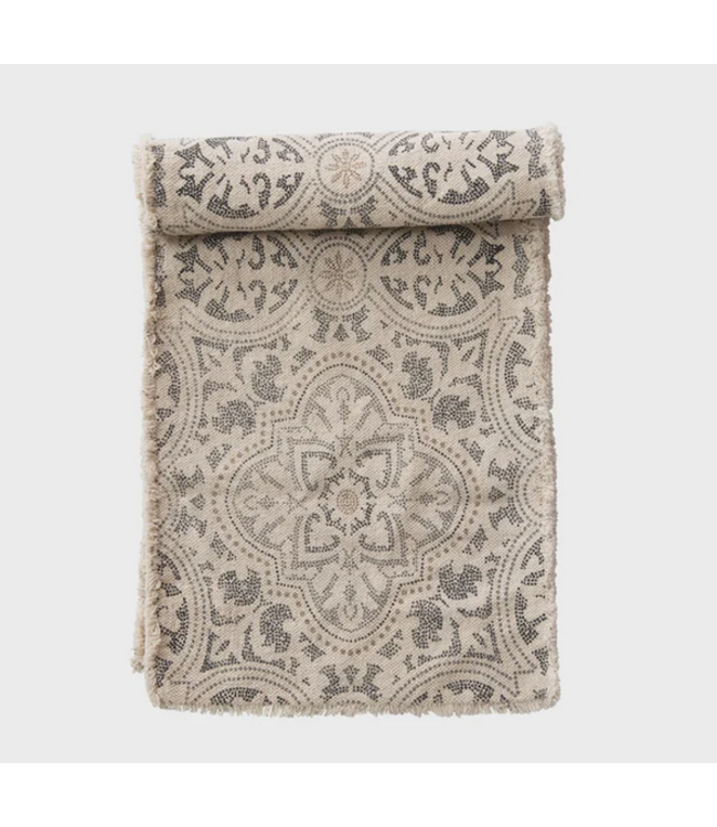 72L X 14W Cotton Runner w/ Frayed Edge